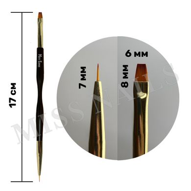 Mett, Пензлик двосторонній, для гелю прямий 6/8мм, лайнер 7мм
