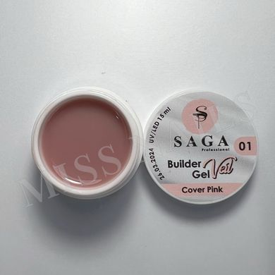 Гель для нарощення Saga, 01 Cover Pink, 15 мл