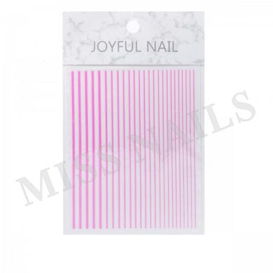Наклейка гнучка Nail Sticker, лінії рожеві, 1 шт