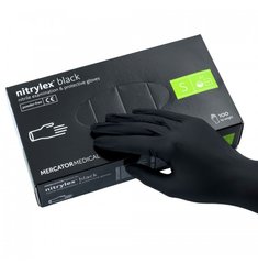 Рукавички нітрил, не опудренні, Nitrylex (S), Black, 100 шт/упаковка